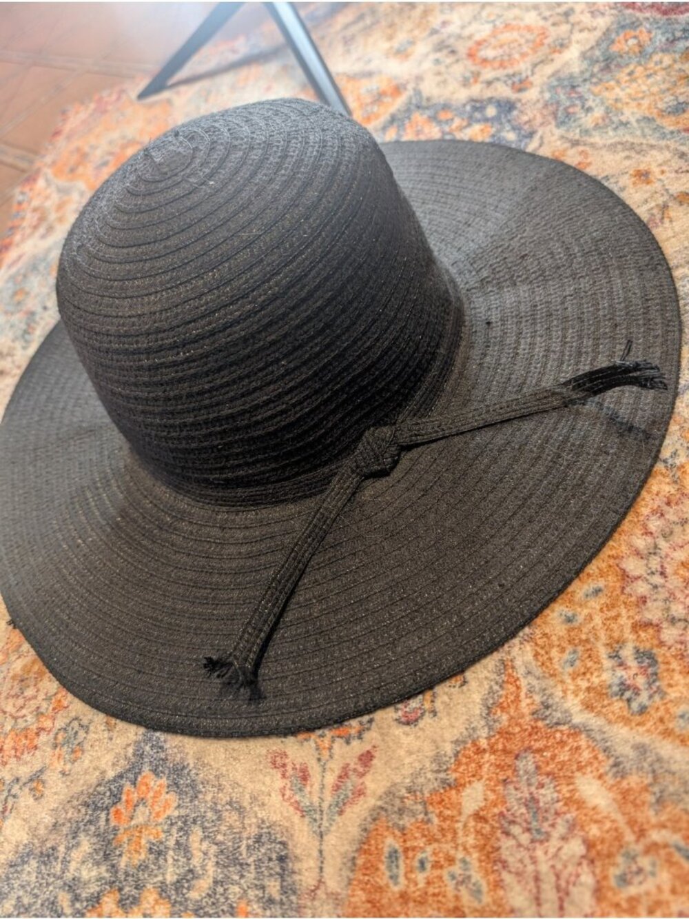 Rue 21 Womens Black Wide Brim Sun Cap Hat Fitted One Size